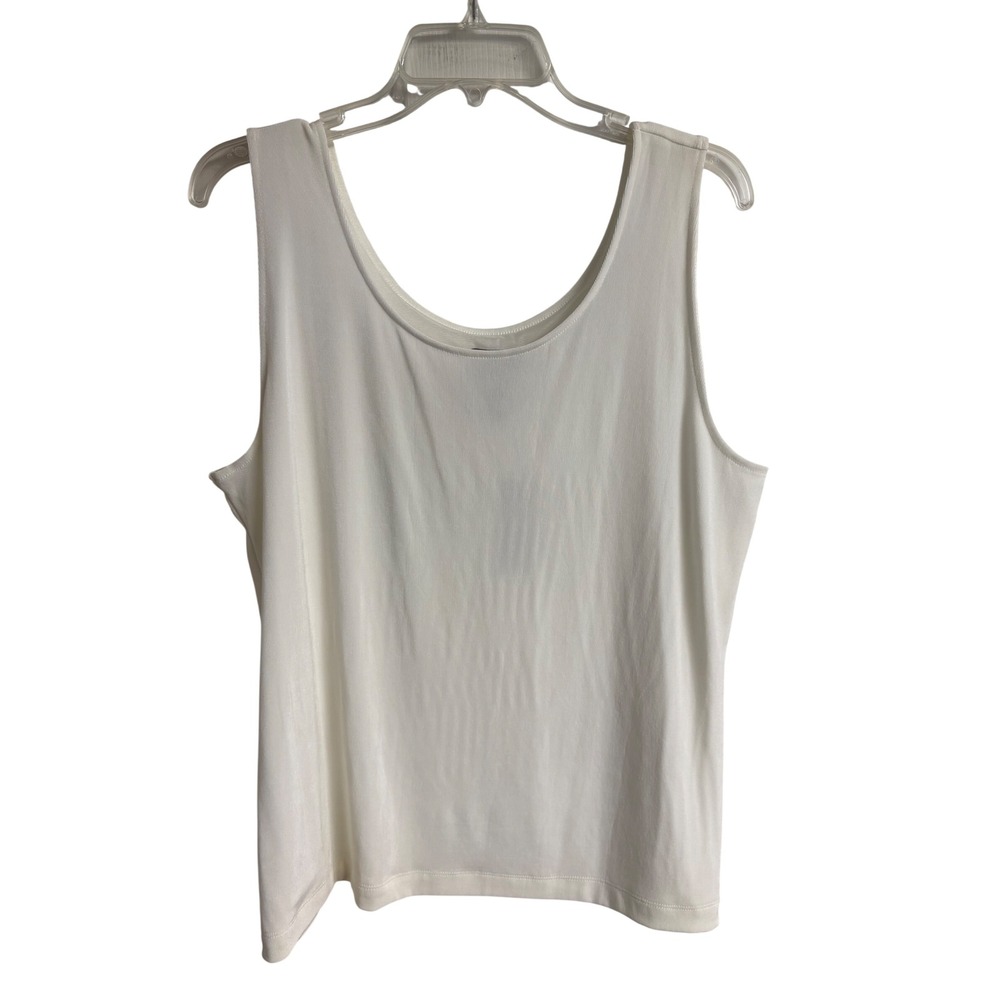 Chicos Travelers Cara Tank Winter Drift White Scoop Neck Top Size 3 XL NWT